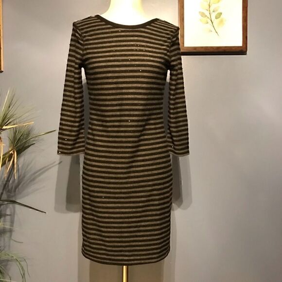 Express Gray Black Striped Sequin Dress - Small - Picture 8 of 9